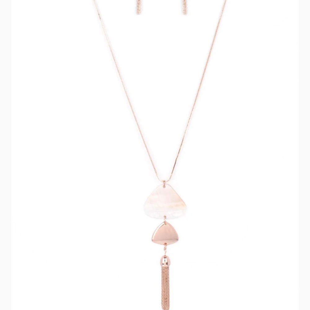 Rose Gold White Shell Necklace (Tide You Over Rose Gold)